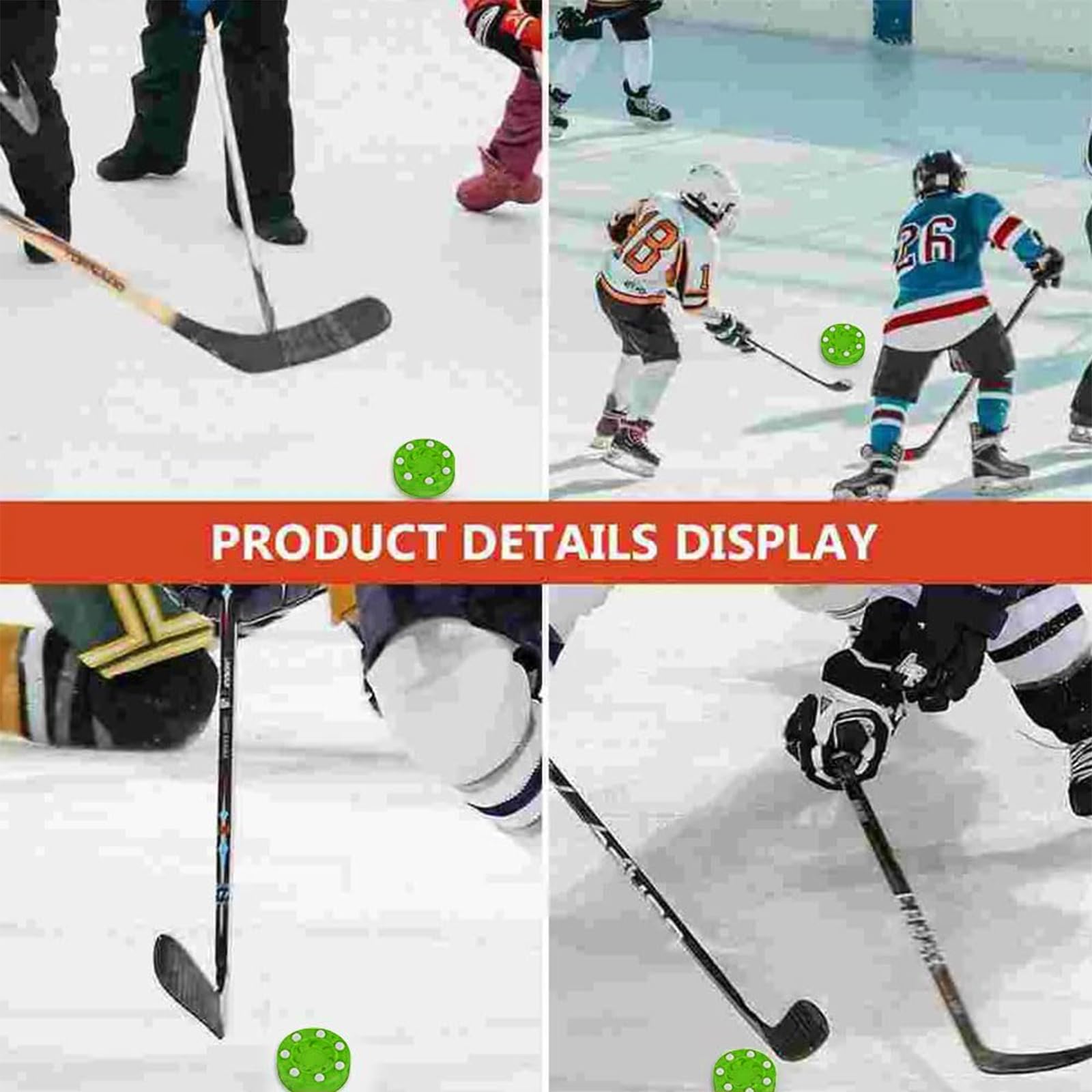 Kiuiom Hockey sur roulettes pour Entraînement,Roller Hockey Jeu Entraînement,Roues De Hockey en Ligne,Palet Hockey en Plein Air À roulettes,Hockey sur Glace Jouets,Vert