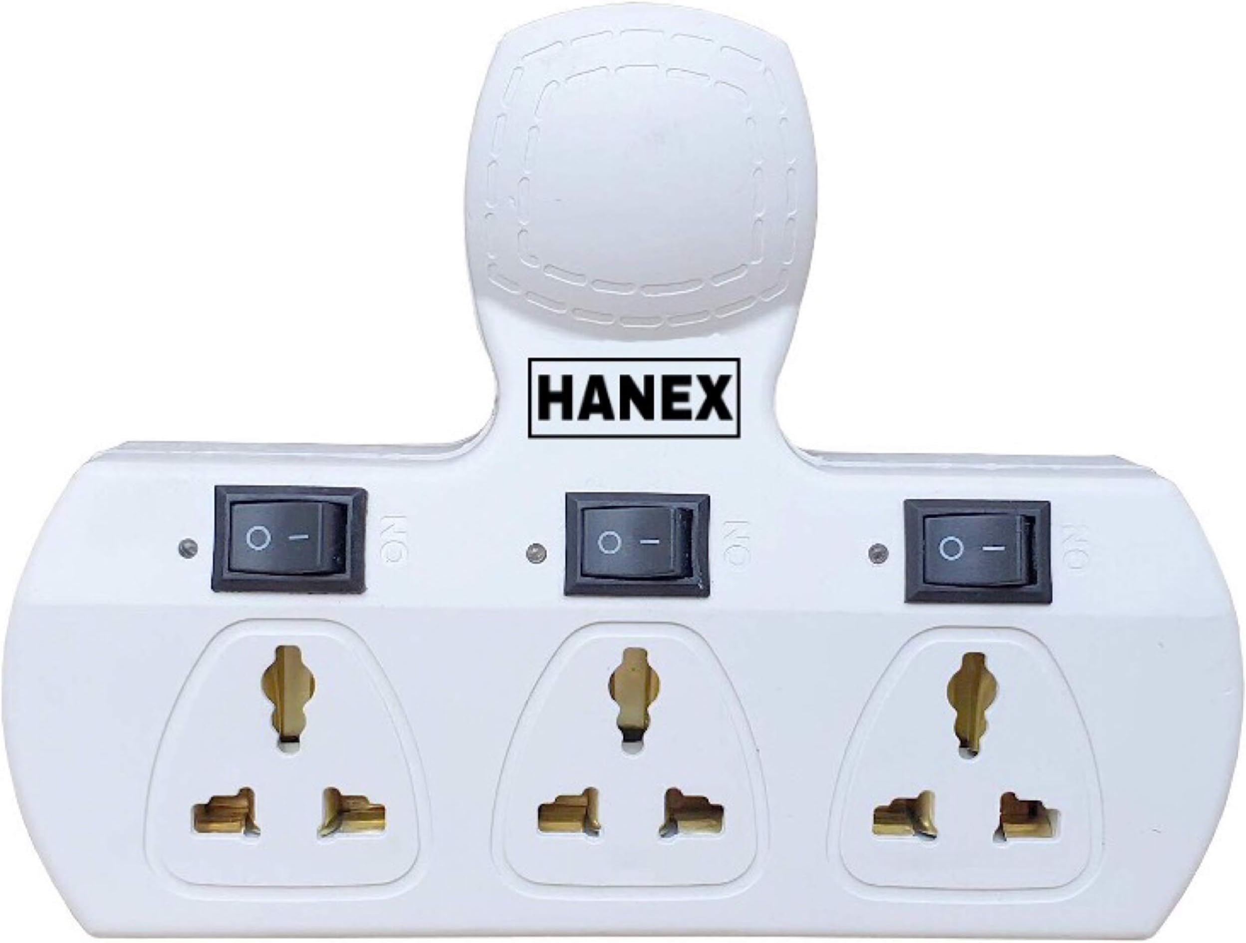 HANEX 3-Pin Socket Universal Plastic Multi-Plug 5 A with Individual Switch (Multicolour)
