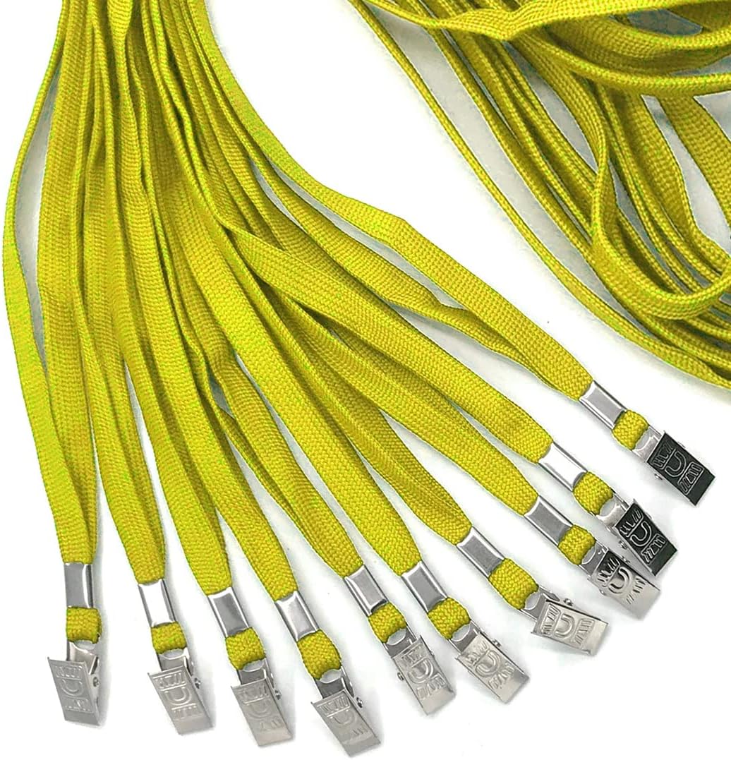 Bird Fiy Yellow Lanyards 100 Pack Bulk Badge Lanyards with Clip Neck Flat Lanyard with Badge Lanyard Bulldog Clip