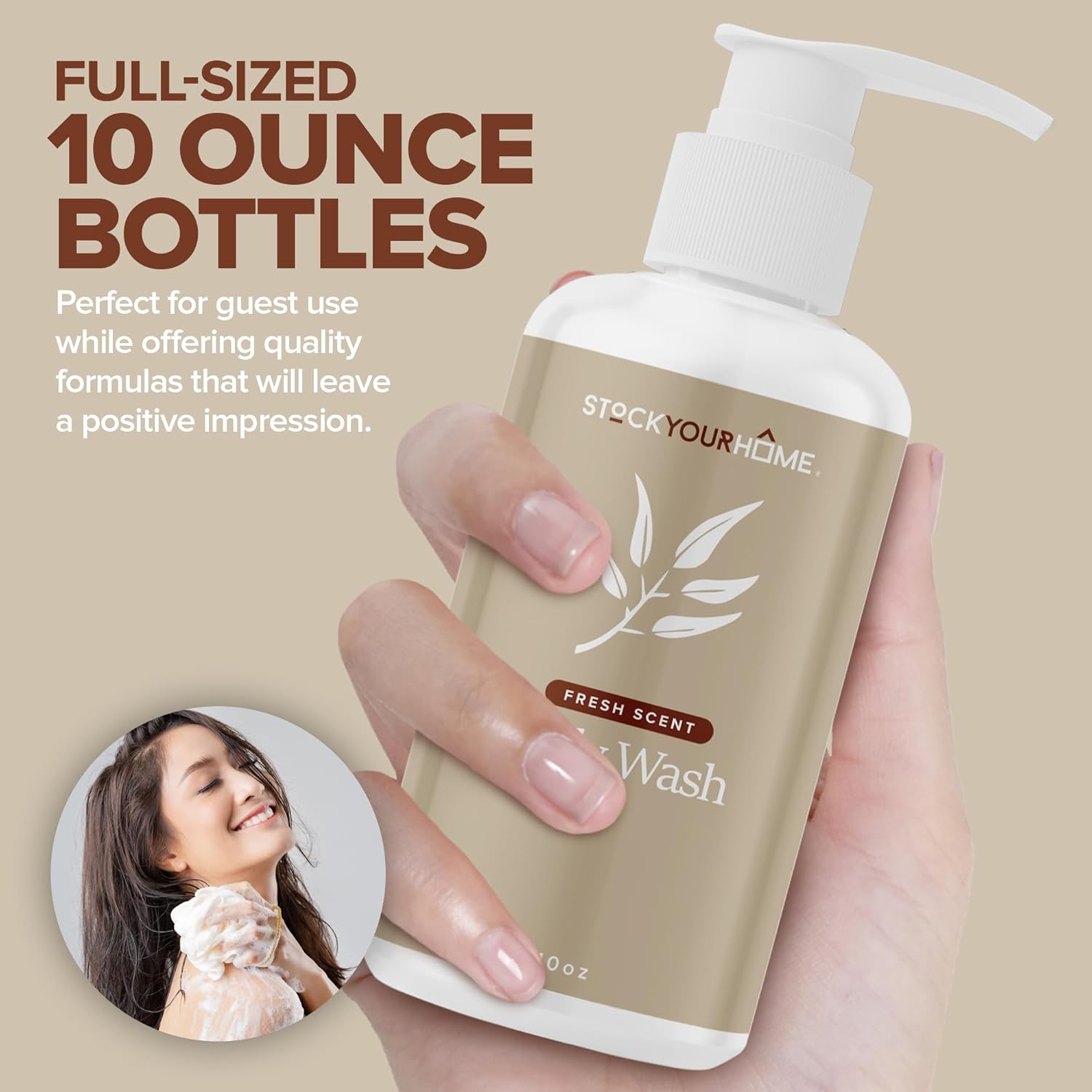 Shower Essentials Set for Men and Women, 3 Piece Shampoo Conditioner and Body Wash Set, 10 oz Bottles, Guest Bathroom Toiletries for Hotels and Rentals - Image 3