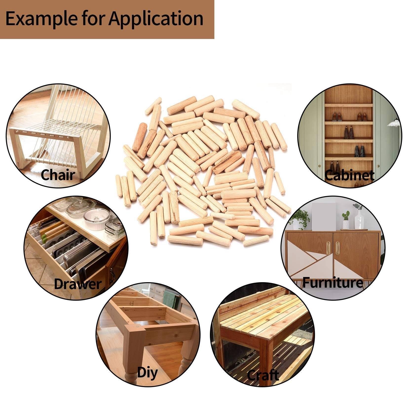 Holzdübel, Passstifte, 400 Stück Stifte M6 M8 M10 Holzdübel Dübelstangen-Set, konische Bastel-Hartholzdübel for Möbelreparatur und Befestigung, handwerkliche Herstellung