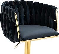 Vista 5 de Taburete de bar giratorio moderno, taburete de bar ajustable con altura de mostrador, taburetes de bar de cocina con asiento espacioso, respaldo