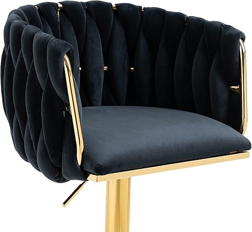 Miniatura 5 de Taburete de bar giratorio moderno, taburete de bar ajustable con altura de mostrador, taburetes de bar de cocina con asiento espacioso, respaldo y