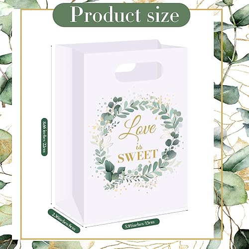 Miniatura 2 de 60 bolsas de papel de eucalipto con asas para invitados, 8.7 x 5.9 x 2.4 pulgadas