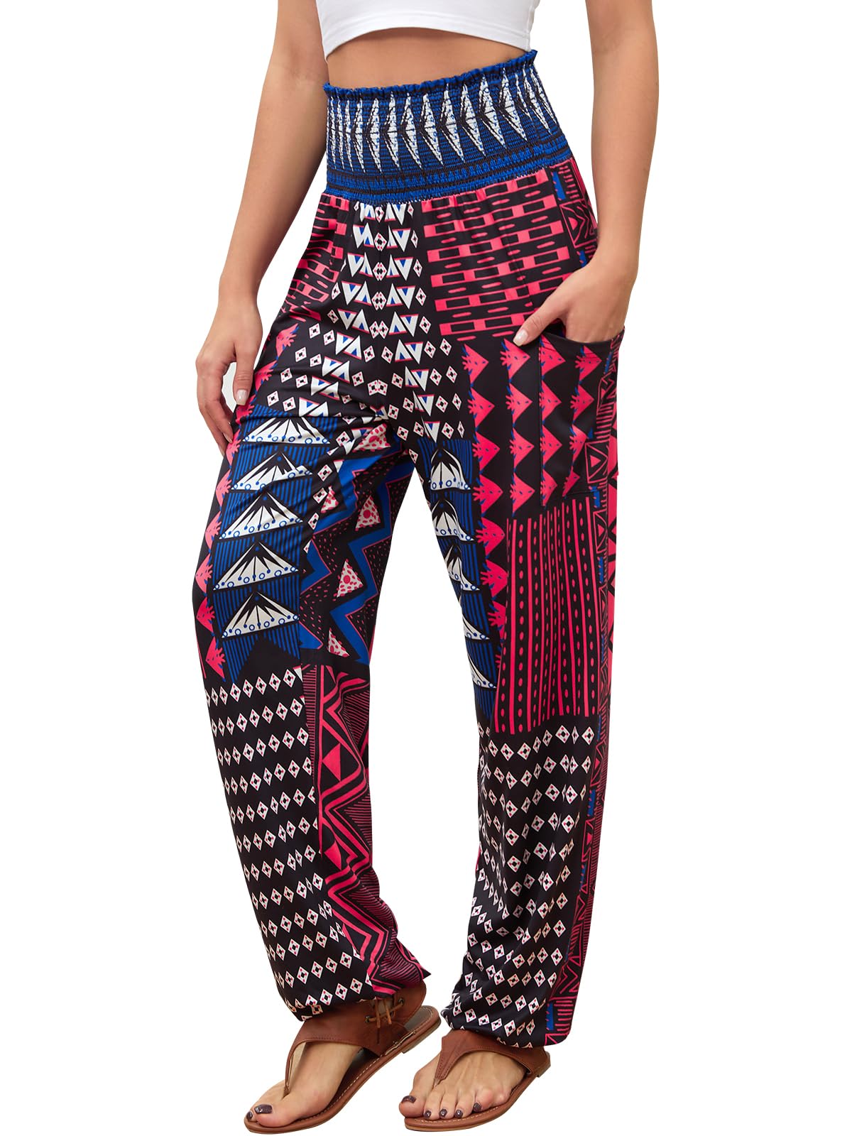 QIANXIZHAN womens Boho Palazzo Slacks
