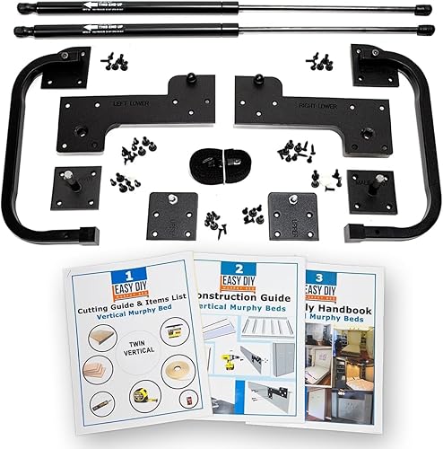 Murphy - Kit de herrajes para cama de tamaño individual, marco de madera plegable, cama de pared para habitación de invitados, fácil de construir,