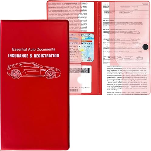Soporte para registro y seguro de automóvil, organizador esencial para documentos de tarjetas de automóvil con cierre, accesorios interiores de