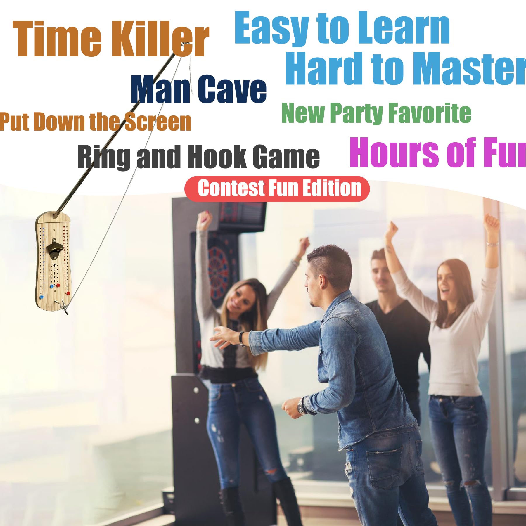 Haken- und Ringwurfspiel Flaschenöffner Ringwurfspiel für drinnen und draußen Party Mann