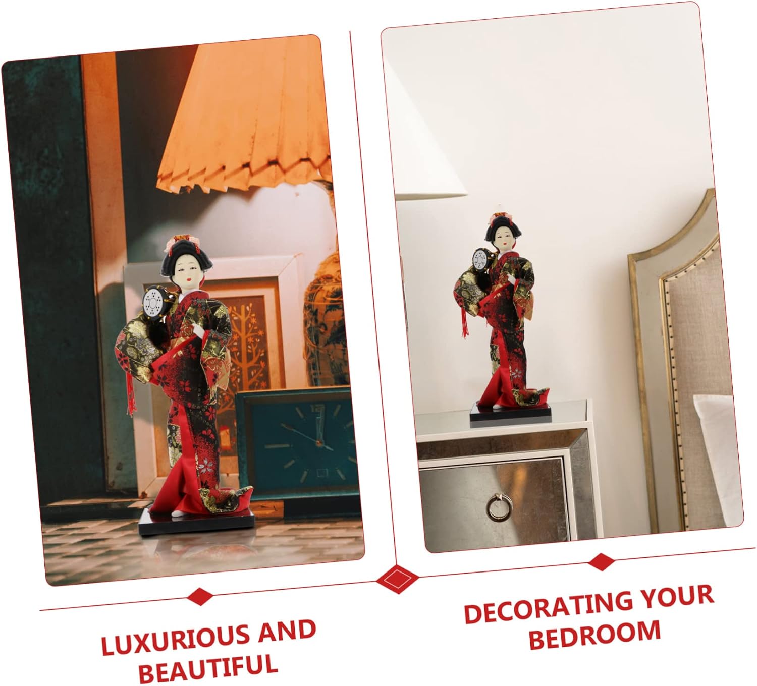 Cabilock Japanese Art Craft Handmade Silk Kimono Doll Geisha Figurine Asian Collectible Japanese Kimono Sculpture Home Decor