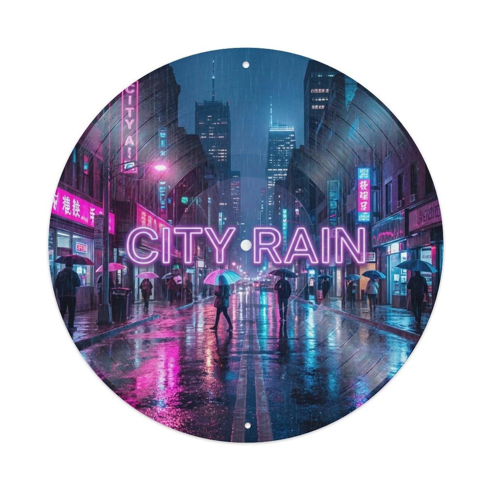 Rhythm Blues Sound System Neon City Rain Vinyl Records Metal Tin Sign