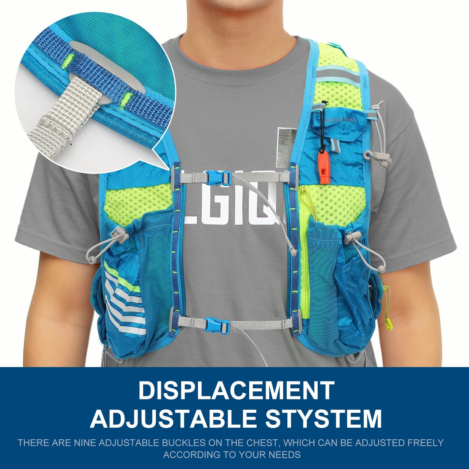 INOXTO Chaleco de hidratación ligero para correr, mochila de hidratación con bolsa de agua de 1.5 L y botella de agua plegable suave de 450 ml para senderismo, correr, ciclismo, carreras para mujeres
