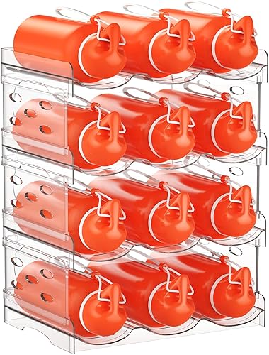 DIFEN Organizador de botellas de agua, soporte apilable para botellas de agua para armario, cocina, despensa, refrigerador, estante de