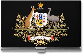 Coat of Arms of Australia Custom Business Name Card Case Professional Pocket Organizer Holder for Men and Women