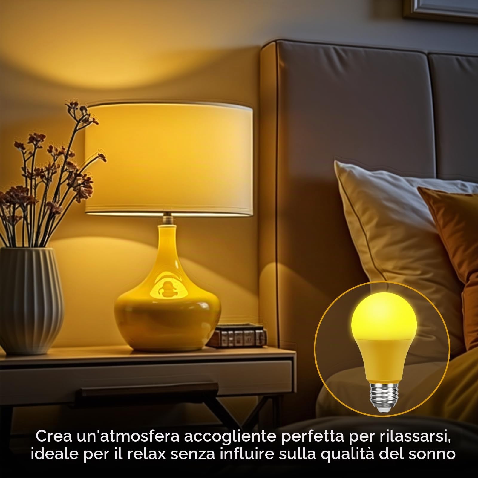 Lampadine per insetti da esterni, 9 W, gialle, A19, per esterni, anti insetti, equivalenti a 60 W, 2000 K, lampadina da balcone ambrata, attacco E26, non dimmerabile