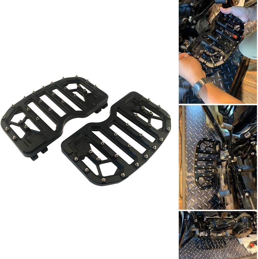 Goldfire 1 Pair Wide MX Offroad Chopper Bobber Style Front Driver Bagger Floorboards with Non-Slip Traction for 1983-2019 Harley Touring Motorcycles (Black)