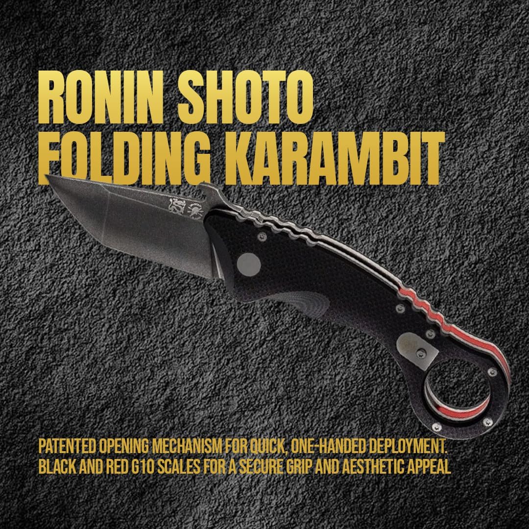Spartan Blades Shoto Ronin Folding Karambit Knife Black Tanto CTS-XHP Blade Black G10 Handles - SFBL9BK (SBSFBL9BK)