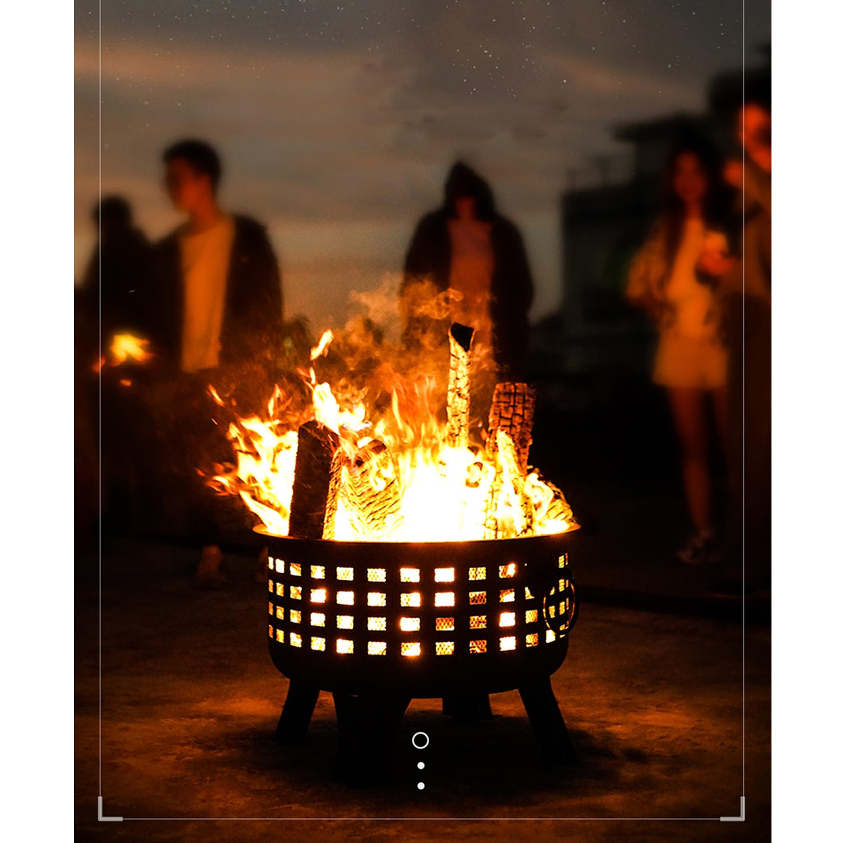 Per Falò/Riscaldamento/Barbecue/Patio's Braciere da Esterno, Con Copertura Per Il Fuoco e Doppi Passanti Laterali Per Appenderlo,Struttura Stabile - 65×29 Cm - Nero