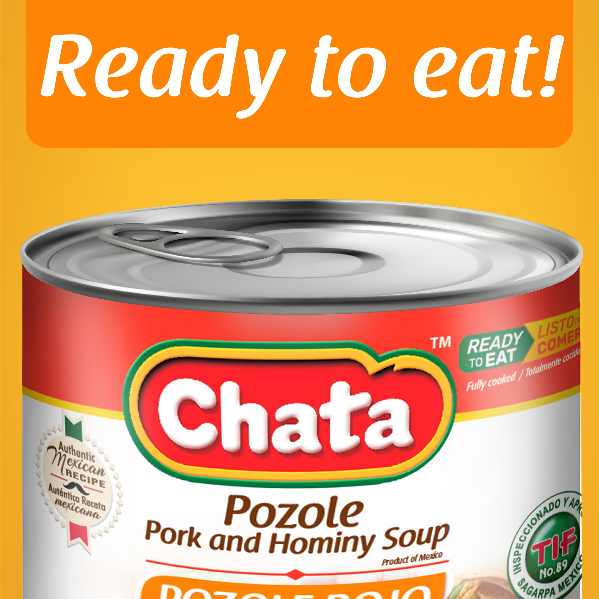 Chata Authentic Pozole Soup with Pork and Hominy Corn, 25 oz, Pack of 3