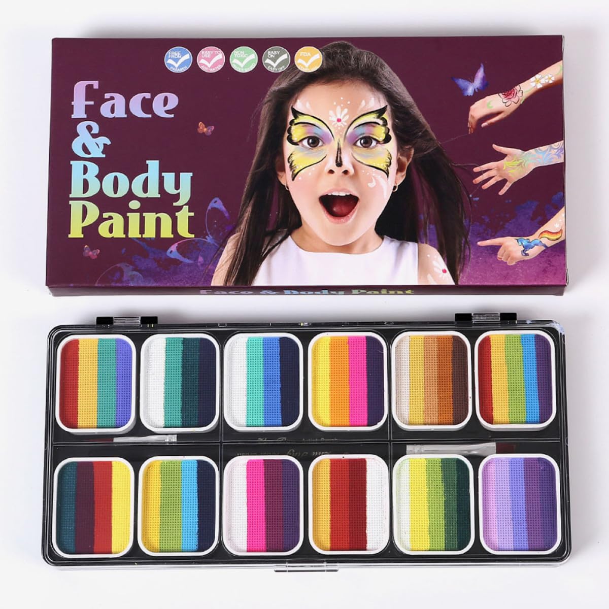 Kit de Pintura Facial para Maquillaje de 12 Colores, Pigmento