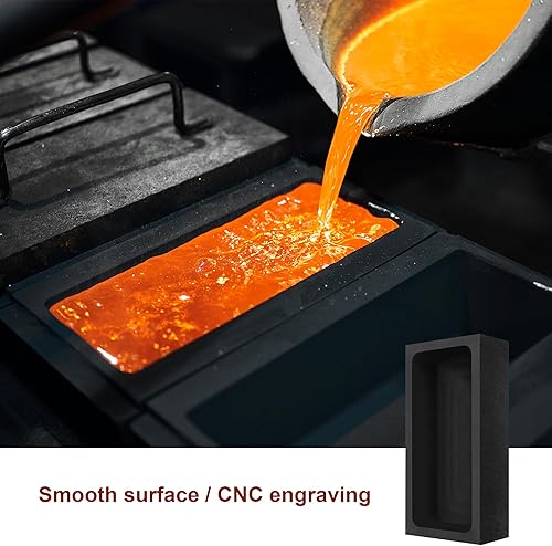 Miniatura 3 de 2 moldes de lingote de grafito de 2.2 lbs, molde de 4 x 2 x 1 pulgada para fundición de fusión, refinado, reciclaje de aluminio, cobre, plata, oro,