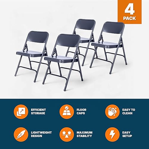 Miniatura 70 de OEF Furnishings Silla plegable de acero con doble bisagra, color beige Beige,Negro -,Azul,Marrón,Gris,Rojo -