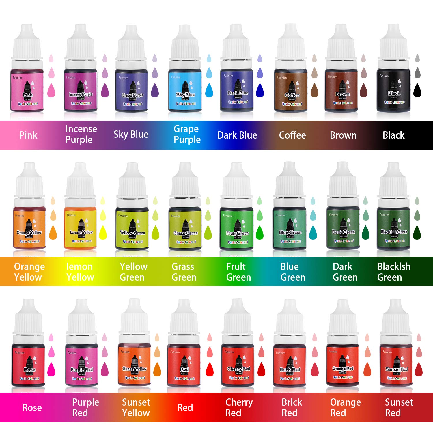 Buy Funxim Epoxy Resin Pigment 24 Colour x 6ml epoxy Resin Paint, Epoxy Resin Liquid Dye for