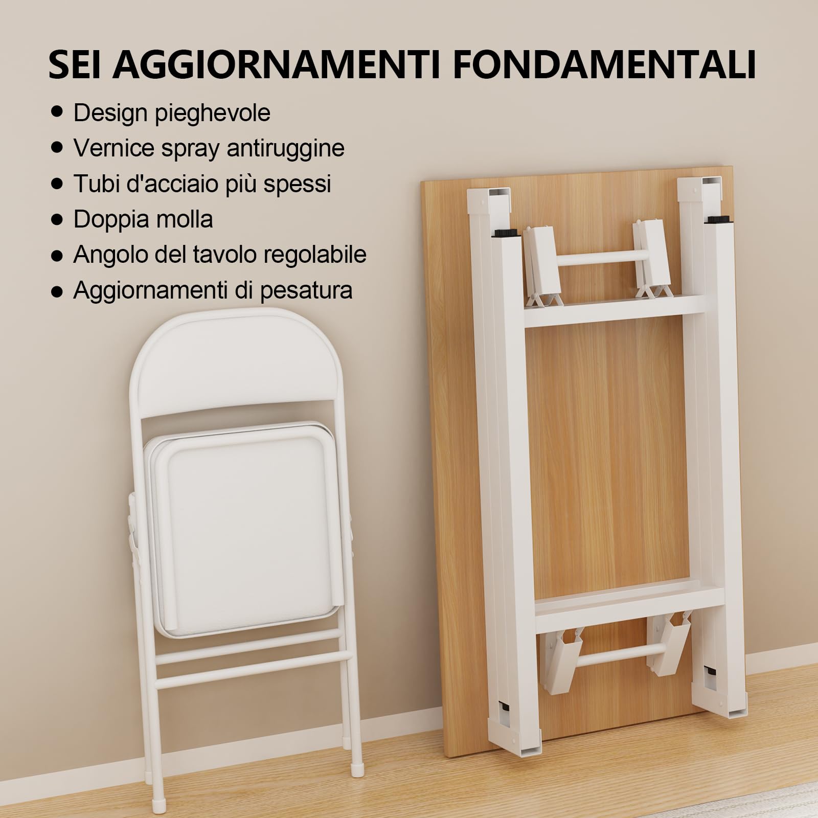 Scrivania Pieghevole Postazione di Lavoro per Ufficio, Tavolo da Scrivania Pieghevole per PC, Quercia Tavolo da Tavolo, Scrivania Ufficio Piccola, Tavolo da Lavoro 80x50x76cm
