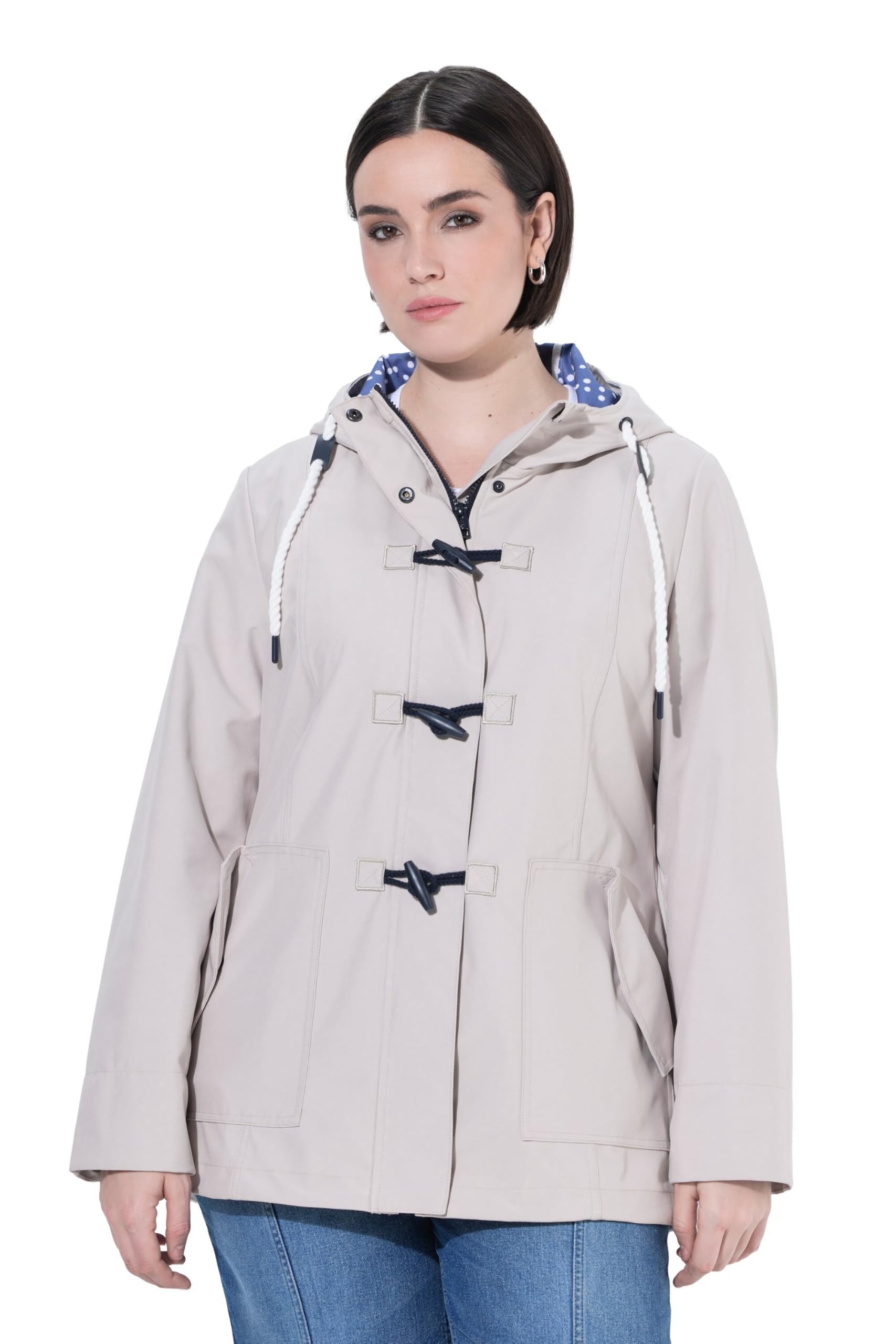 Ulla Popken Damen große Größen Übergrößen Plus Size HYPRAR Softshell-Jacke, wasserabweisend, Knebelknöpfe 846853
