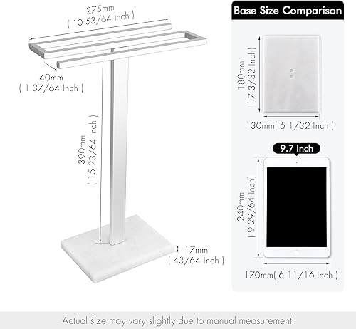 Miniatura 7 de KES Toallero de mano con base de mármol, toallero de mano de pie para encimera de baño, en forma de S, acero inoxidable SUS304, acabado pulido,