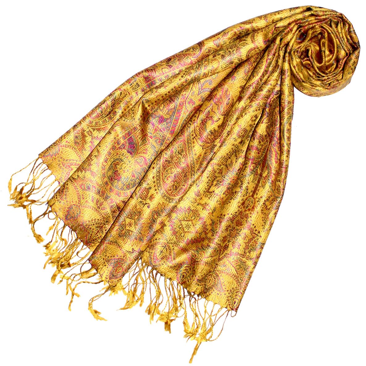 Lorenzo Cana Luxus Herren - Schal Schaltuch jacquard gewebt 100% Seide Paisley Muster Seidenschal Seidentuch Gold Gelb 7863811