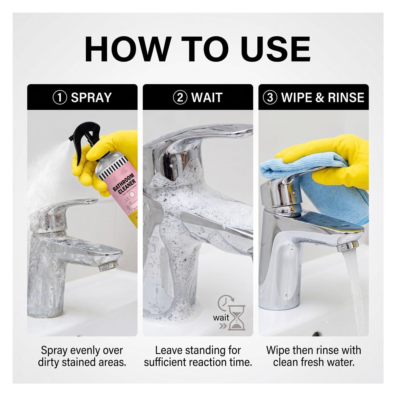 Limpiador de cal 100 ml, elimina rápidamente las manchas y cuida superficies del baño(3pcs)