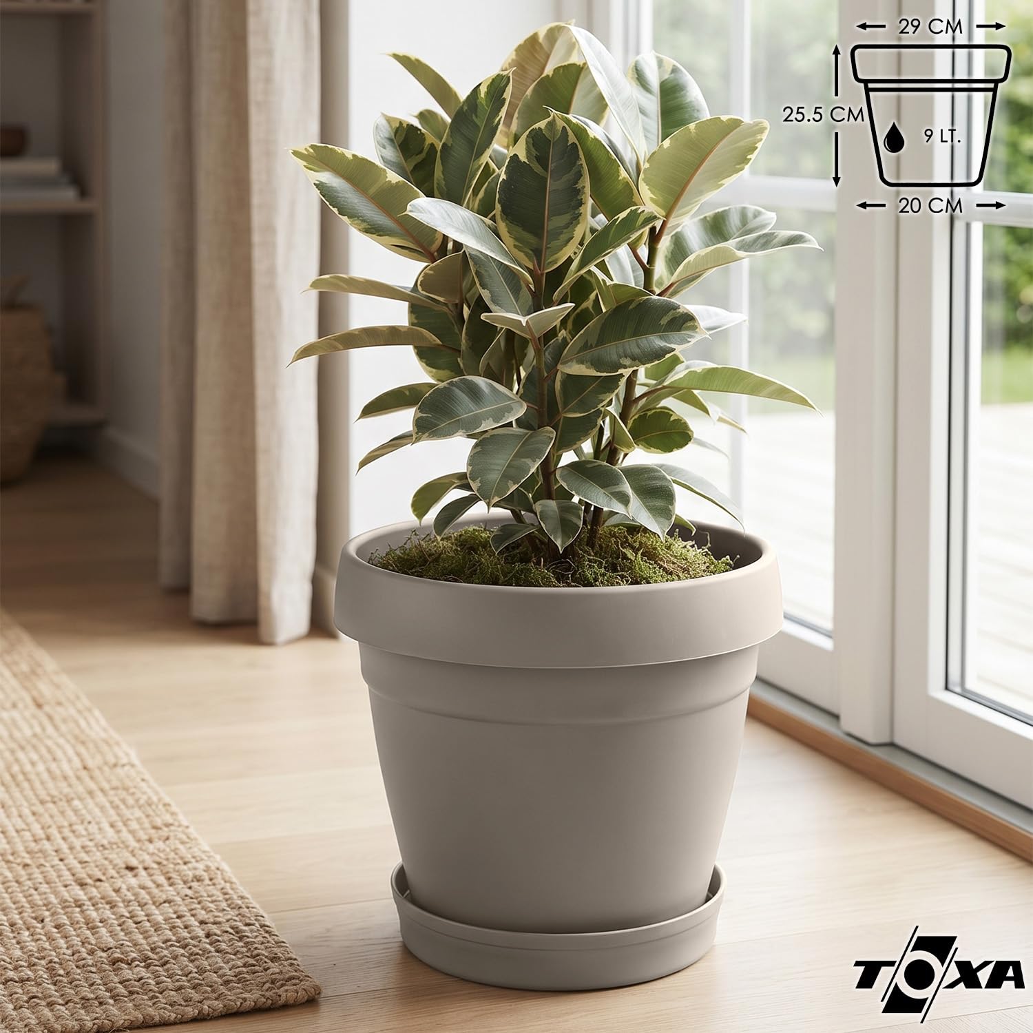 ToXA Tabaklı Delikli Plastik Çiçek Saksısı, 29 cm 9 Lt, 1…