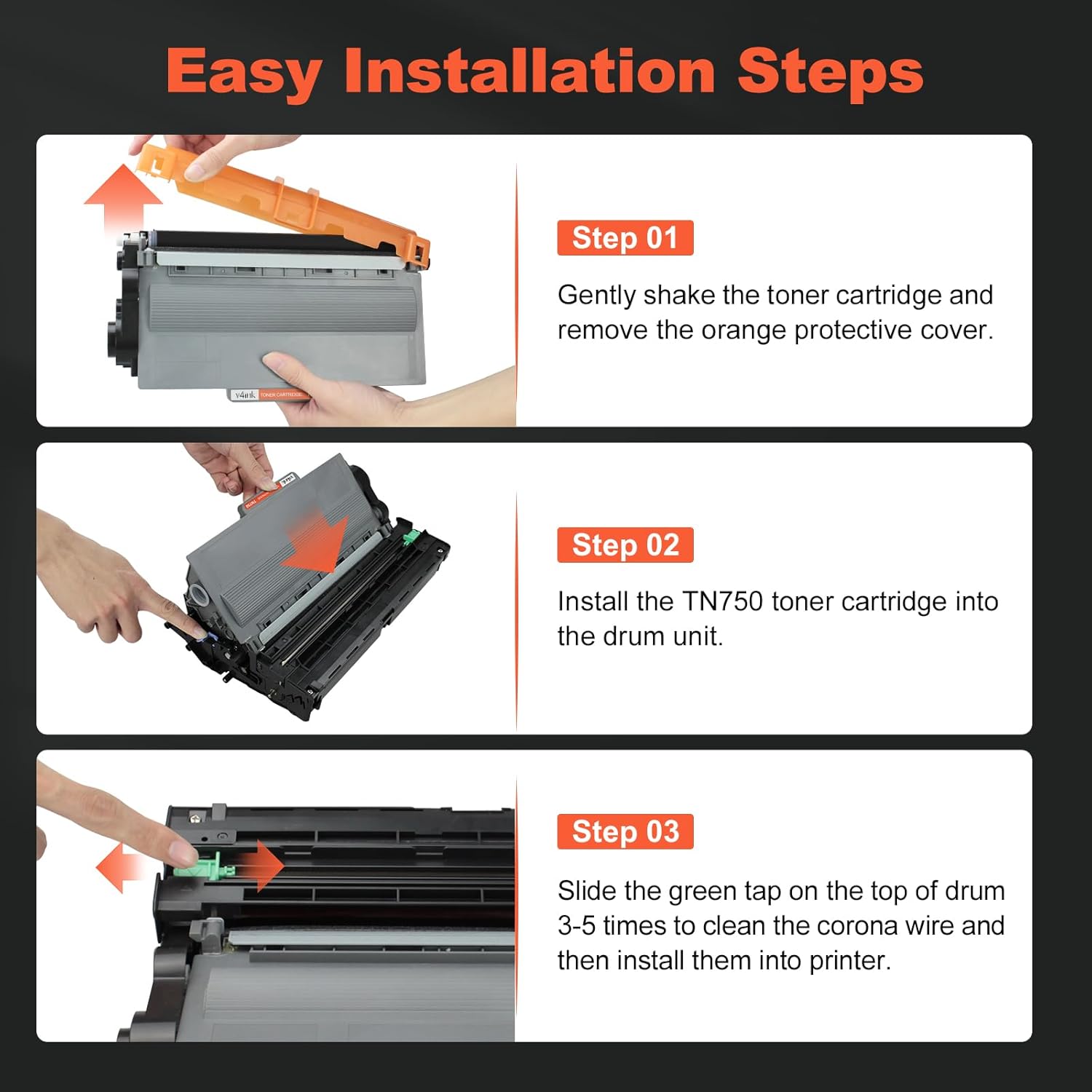 v4ink Compatible Toner Cartridge and Drum Set Replacement for Brother TN750 DR720 (1 Drum + 2 Toners) for Brother hl-5470dw hl-5450dn mfc-8710dw mfc-8950dw mfc-8910dw dcp-8110dn dcp-8150dn Printer
