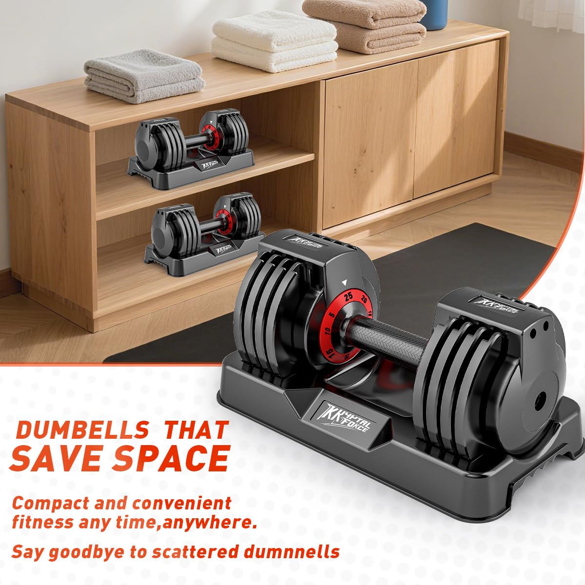 Adjustable Dumbbell Set of 2, 50/100/110lbs Free Weights Dumbbell Set | 5-in-1/10-in-1, Quick-Lock Hand Weights, 25lbs/50lbs Pair, Anti-Slip Texture Handle, Home Gym for Men and Women
