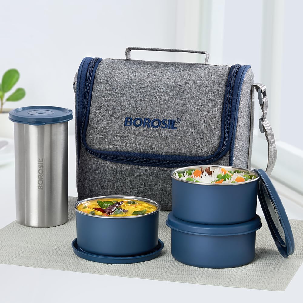 Borosil Microwave Safe Steel Lunch Box with Bag for Office Men & Women — Amazon image 11