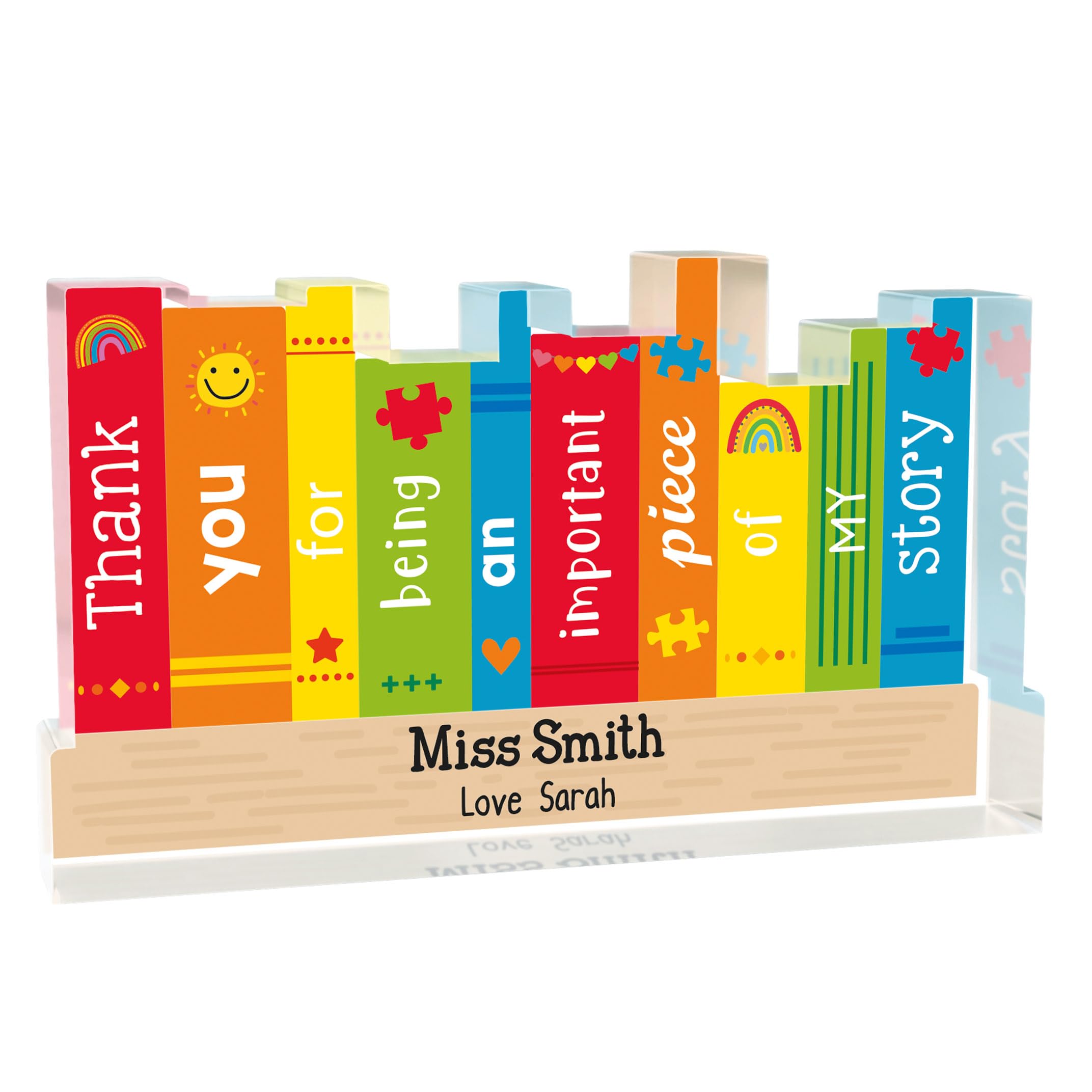 Beecreative Personalised Autism Teacher Gifts - Acrylic Piece Of My Story Ornament - SEN Teacher Thank You Gift - With Gift Bag