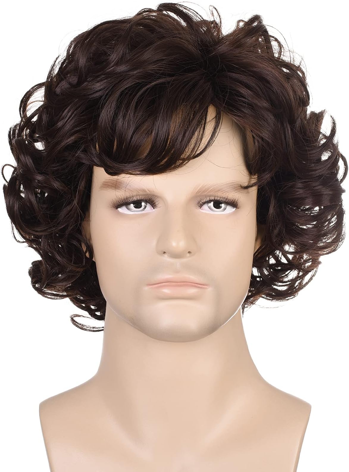 karlery Adult Men Short Curly Dark Brown Wig Halloween