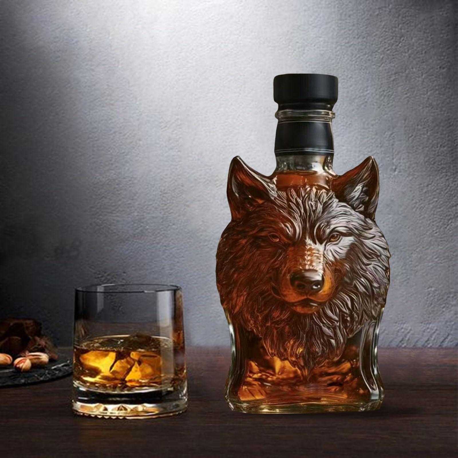 Bouteille De Whisky à Crête De Loup - Bouteille Personnalisée Vintage En Verre Haute Qualité - Cadeau Idéal Pour Hommes, Pères Et Maris