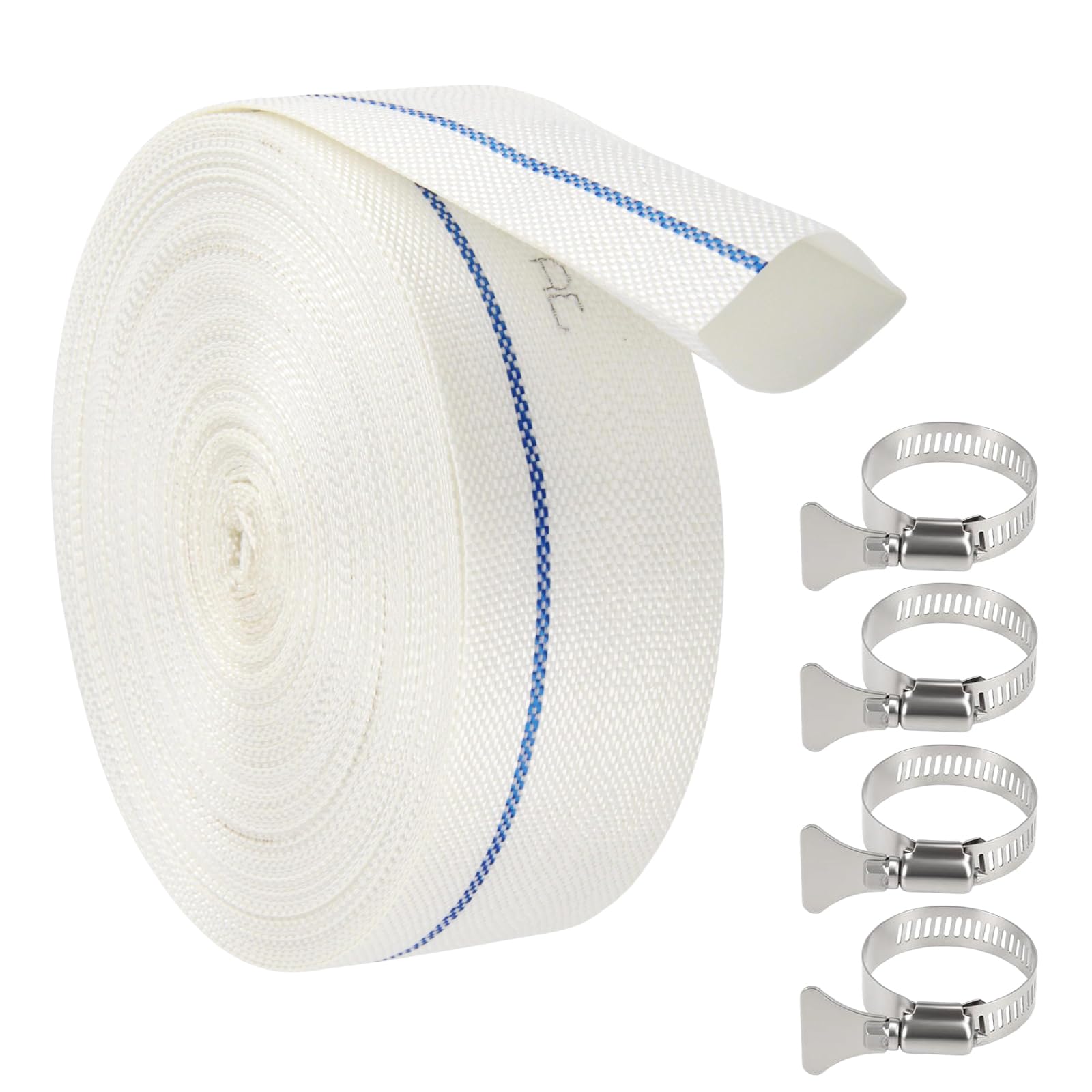 Tubo in Tessuto Piatto 38 MM (Ø 1 1/2") 20 M- Tubo Ad Alta Pressione per Pompe Sommerse Pompe per Acque Luride e Irrigazione Resistente ai Raggi UV Flessibile e Durevole