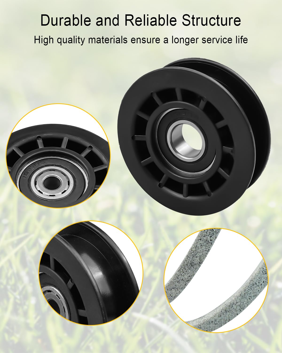 Replace 587973001 587969201 Pulleys & 580364609 Belt Kit Fit for Husqvarna HU700H Poulan Pro PR675AWD Craftsman Series Lawn Mower, Idler Pulley Drive Belt Kevlar Repair kit