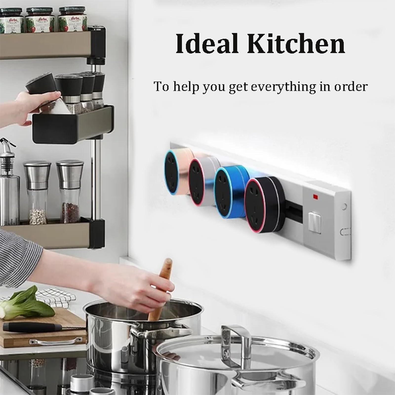 Listwa Zasilająca Na Szynie, 8000w, Z Ruchomymi Gniazdami, Montowana Na ścianie, Do Blatów I ścian, Z Adapterem USB I Uniwersalnym Adapterem, Do Biura I Domu Grey-50cm