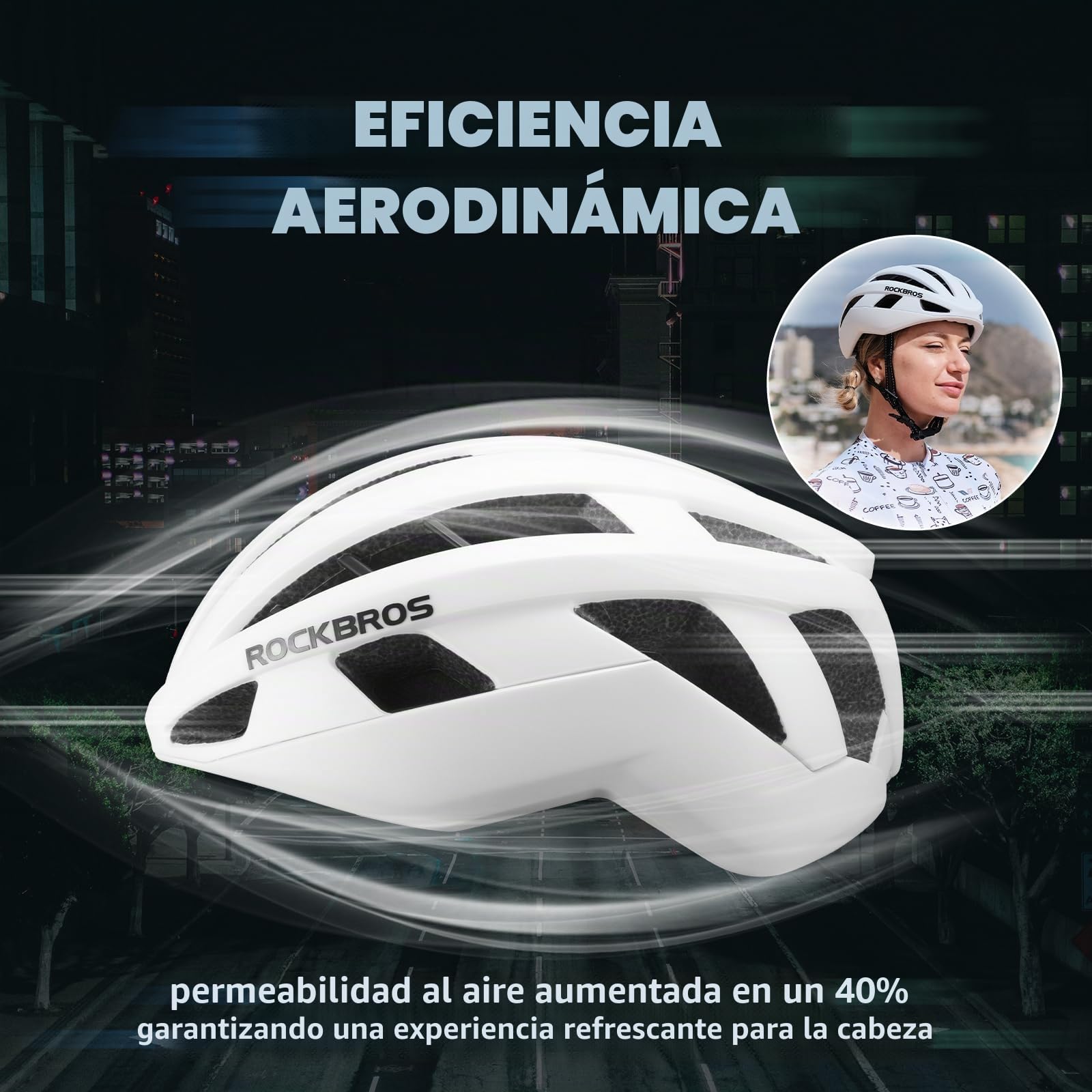 ROCKBROS Casco Bicicleta Adulto Ajustable Casco MTB Hombre Mujer Forro Desmontable para Ciclismo Bicicleta Carretera Montaña Urbana