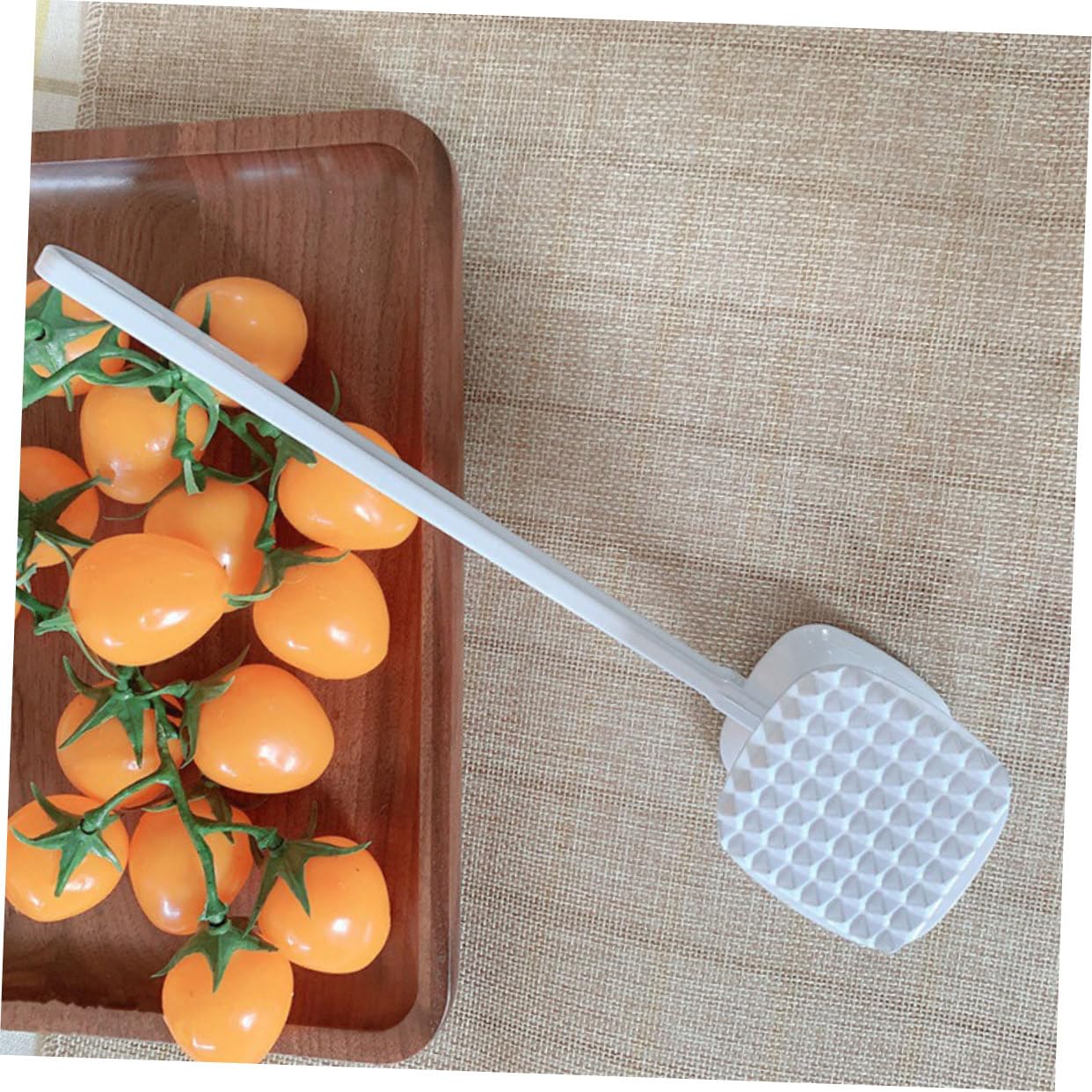 OUNONA Double Sided Meat Hammer Kitchen Steak Tenderizer for Home Restaurant Ergonomic Long Handle Easy Clean Storage Practical Cooking Gadget White