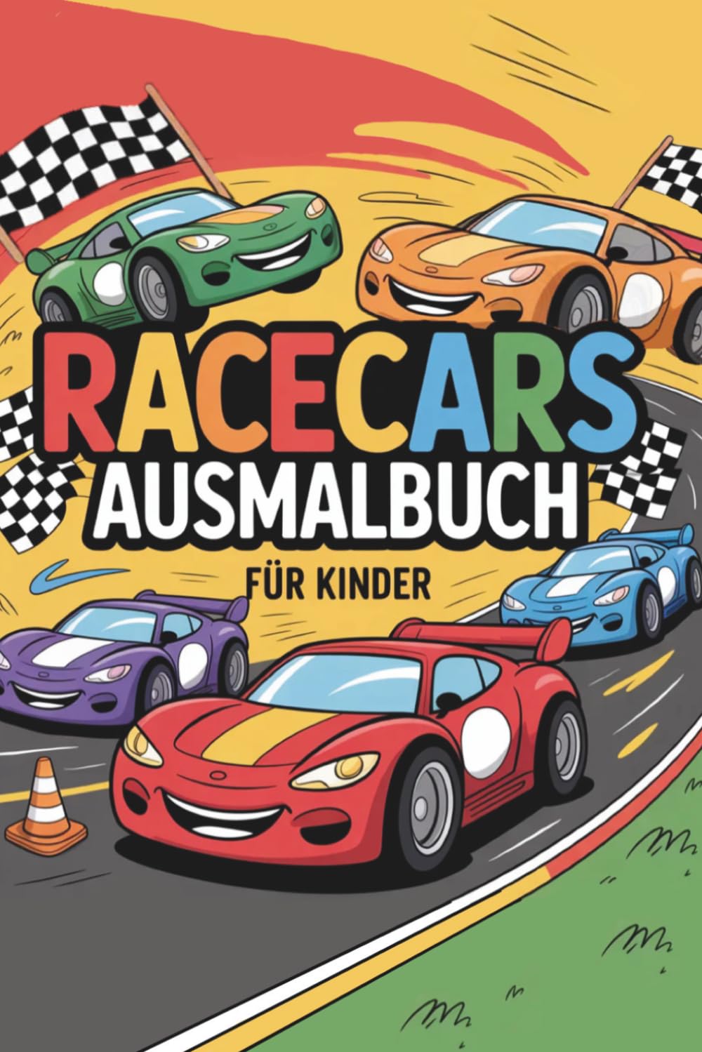 Das große Racecars / Rennauto Ausmalbuch für Kinder, 36 Motive: tolle Rennautos, einfach ausmalen und Spaß haben