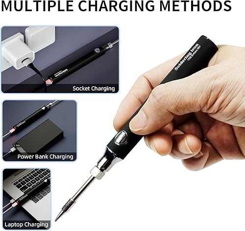 Miniatura 4 de SEQURE Kit de soldador inalámbrico de 1000 mAh, portátil, USB, kit de soldadura recargable para electrónica, reparación de electrodomésticos,