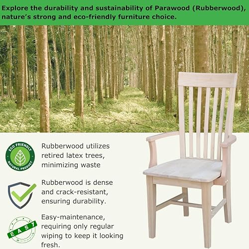 Miniatura 4 de International Concepts - Silla alta para misión con brazos, sin terminar