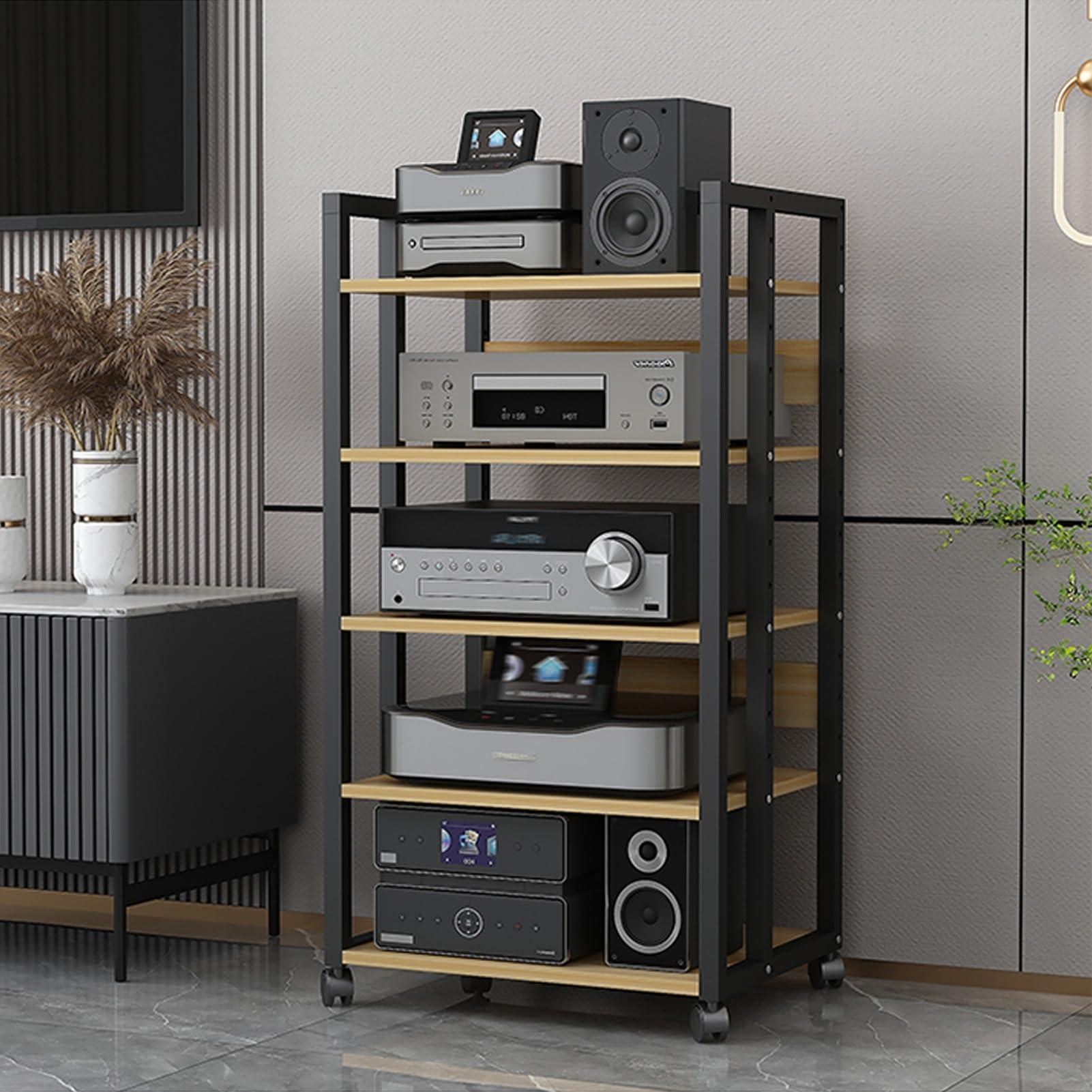 Support multimédia réglable pour optimiser votre coin cinéma maison avec étagère audio