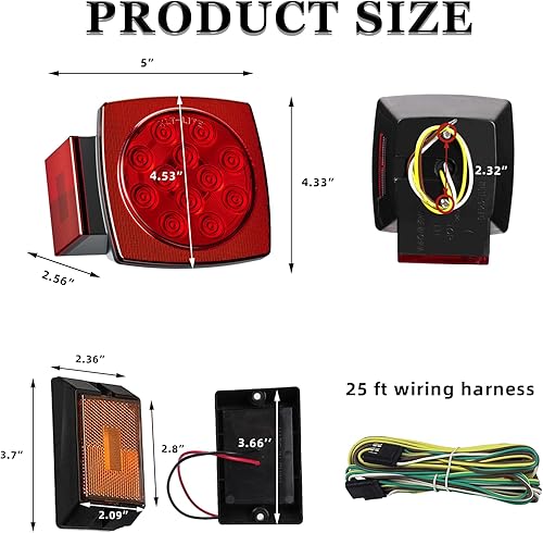 Miniatura 13 de Cyfie Luces LED de remolque de 12 V, 2 luces LED ovaladas de 6 pulgadas, 23 LED de alto brillo, impermeable, reversa para RV, camión, barco