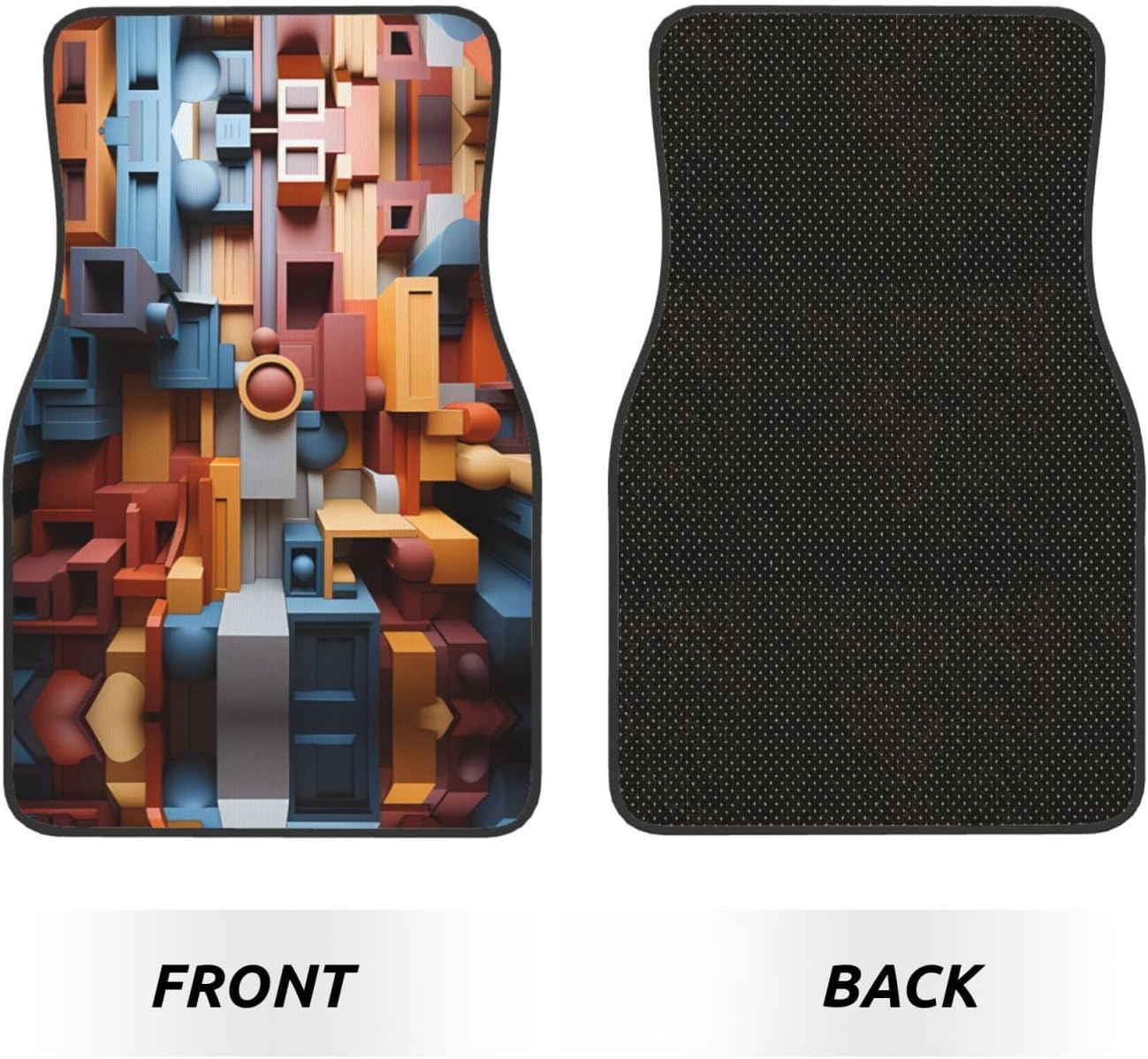 Colorful Cube Space Patterned car mats 4-piece set | For cars/SUVs/trucks | Firm fit without displacement