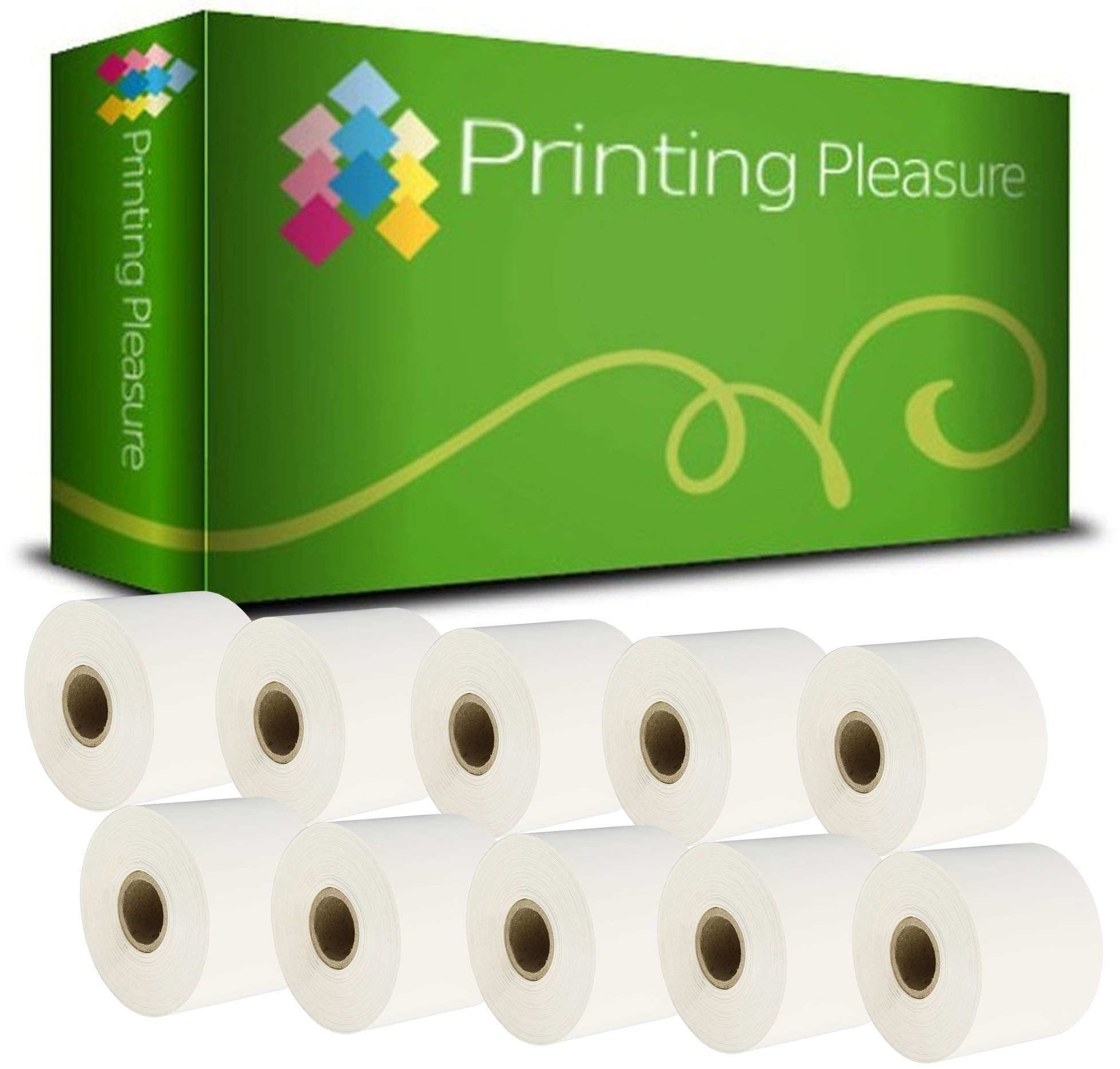 Printing Pleasure 10 x S0929110 Cinta para impresoras de Etiquetas Dymo LabelWriter 4XL | 62mm x 106mm | 250 Etiquetas por Rollo | no Adhesivo